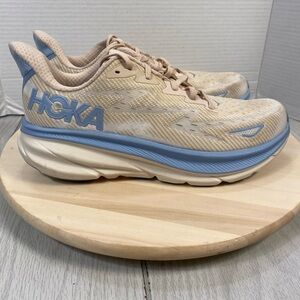 Hoka Women's Athletic Shoes in Beige and Light Blue